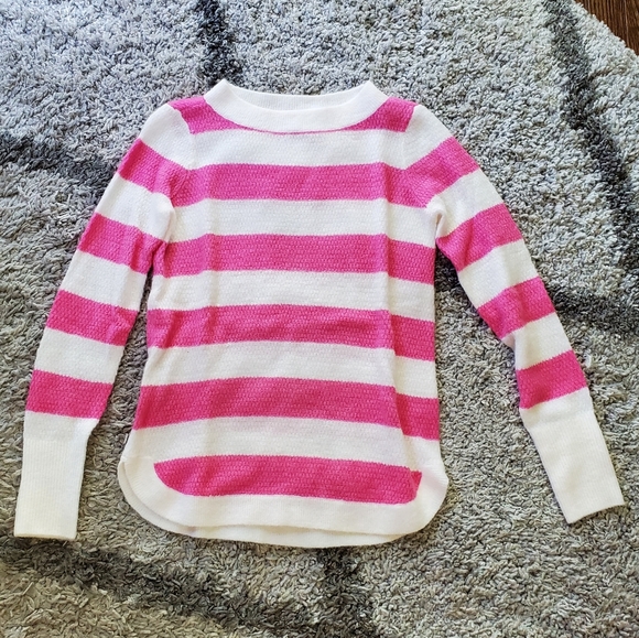 NWT LOFT Stripe Textured Shirttail Sweater - Picture 4 of 7